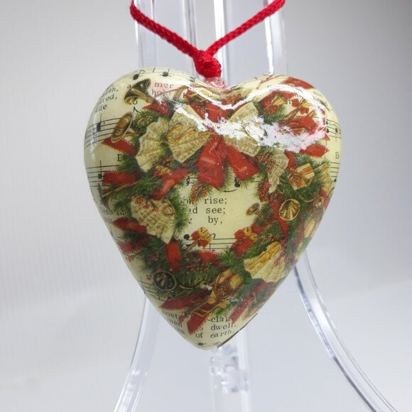 Vtg Victorian Decoupage Ornaments of Santa Claus and Christmas Wreath - Picture 6 of 12